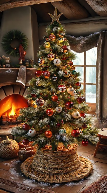 温馨圣诞树下的温暖之家