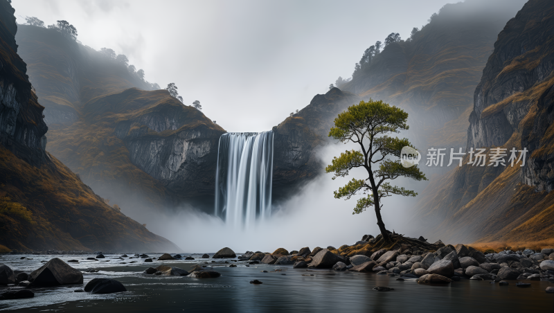 水中的一棵树风景风光高清图片