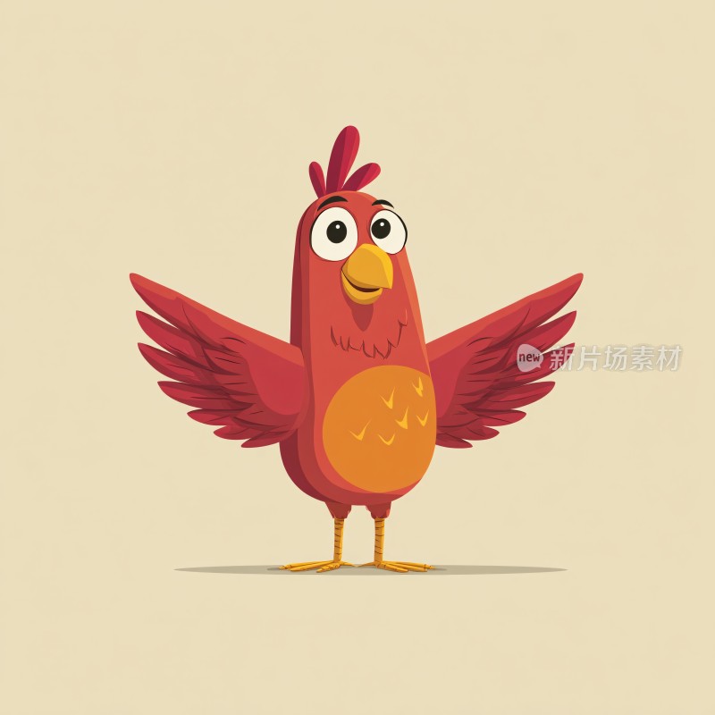 卡通红色展翅小鸡形象