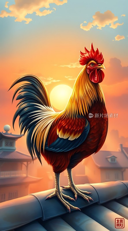 晨曦中的雄鸡报晓