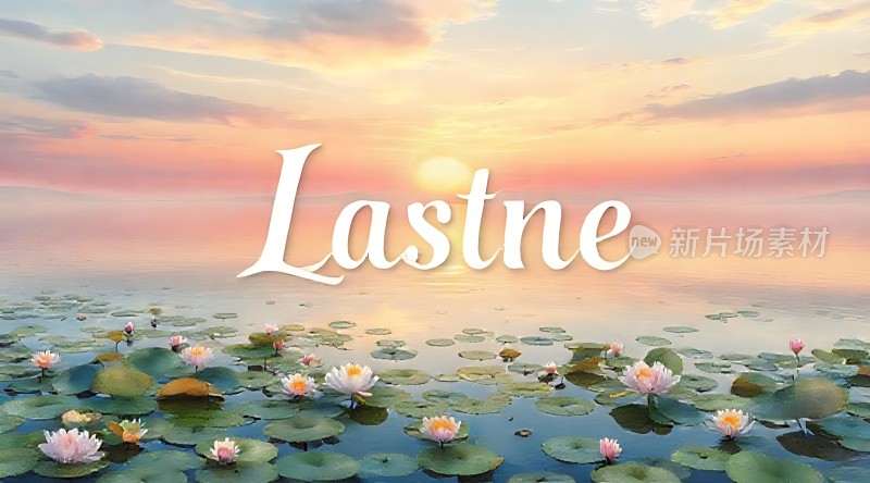 湖畔日落映荷花