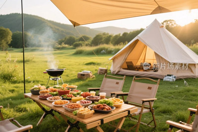 户外露营野餐美好场景