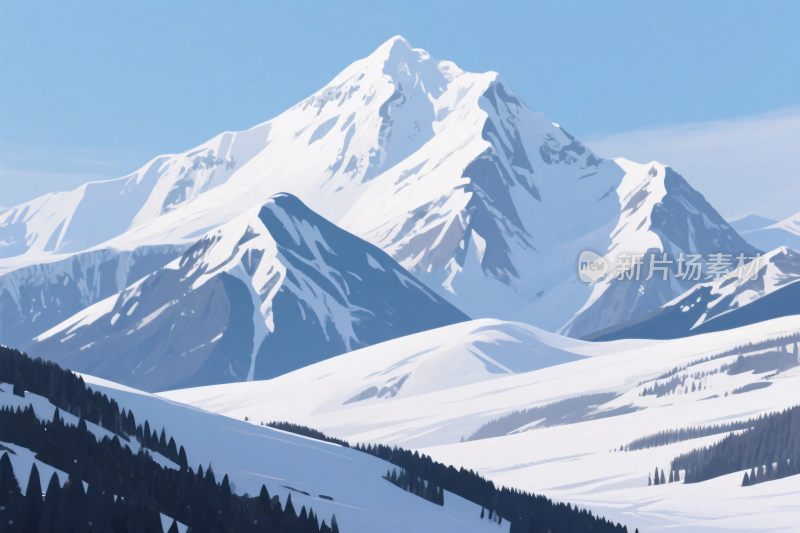 雪山雪景插画
