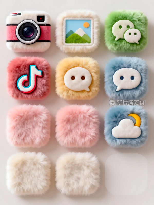毛绒手机应用图标集合