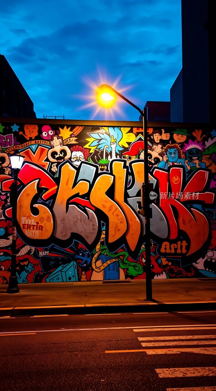 街头艺术之夜光影与色彩的碰撞