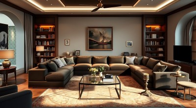 现代豪华客厅舒适沙发与精美装饰画 现代豪华客厅舒适沙发与精美装饰画