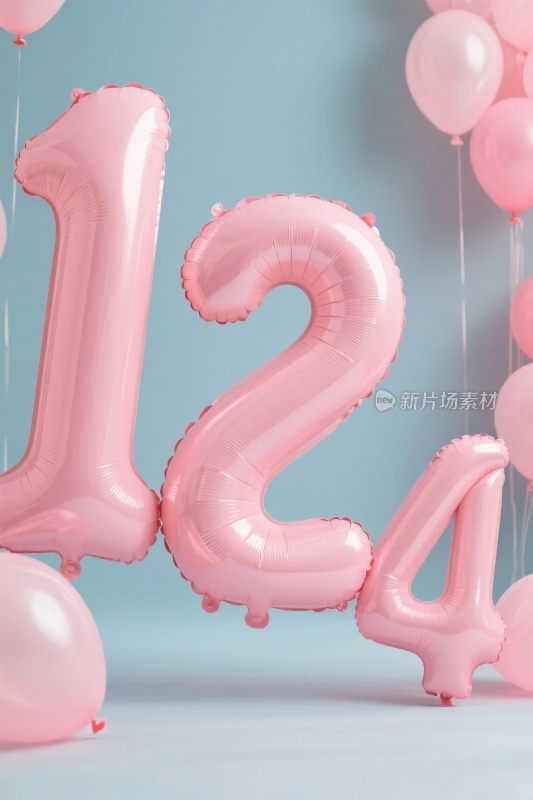 粉色数字气球装饰场景