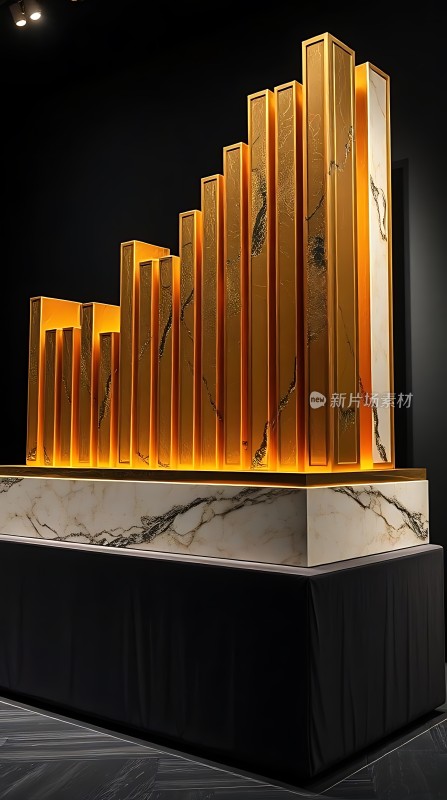 金色柱状装饰品展示