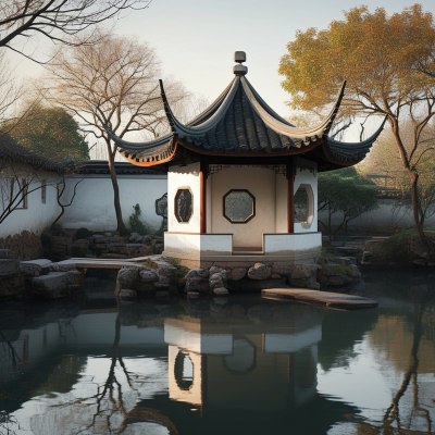 苏州园林八角亭景