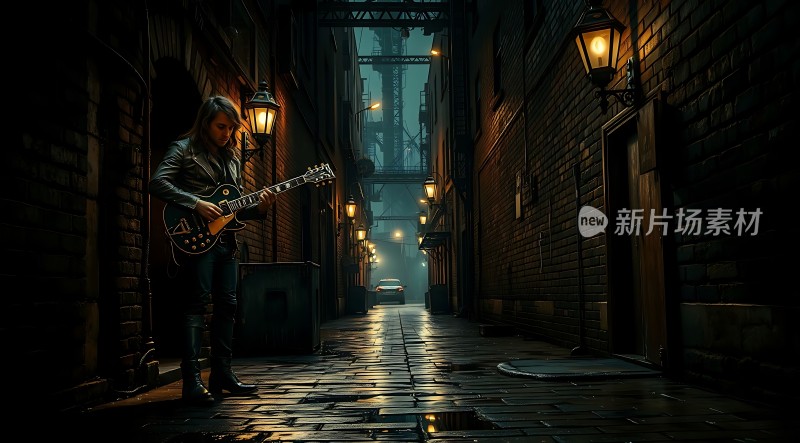 雨夜街头弹吉他