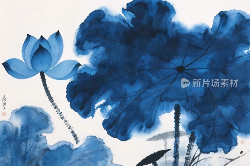 水墨荷花水墨画