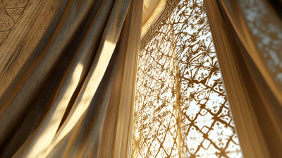 窗帘与几何窗格的和谐之美 窗帘与几何窗格的和谐之美