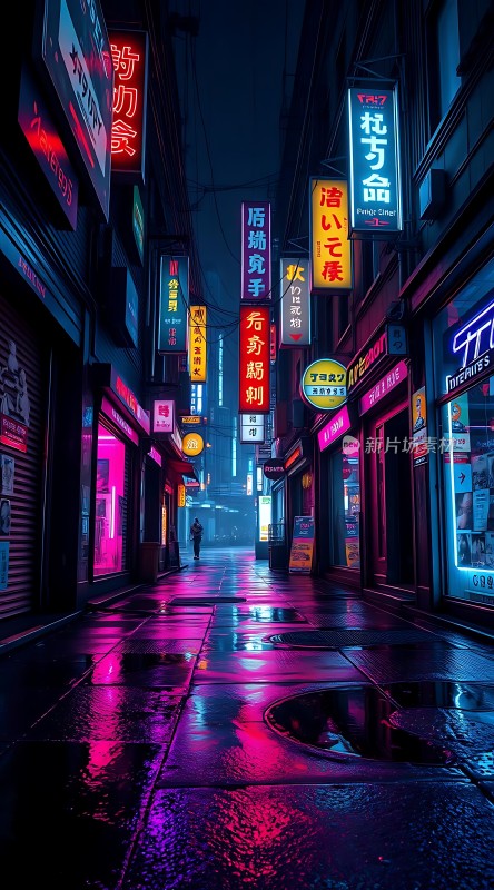 霓虹灯下的繁华街道