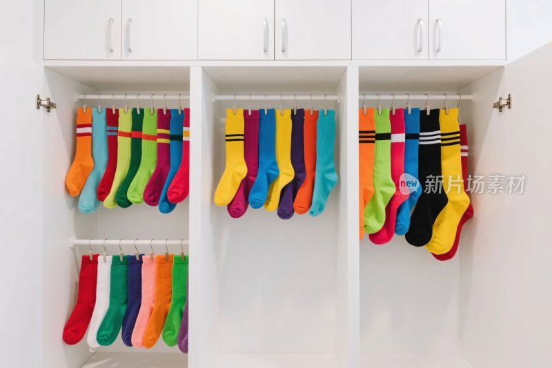衣柜彩色袜子陈列