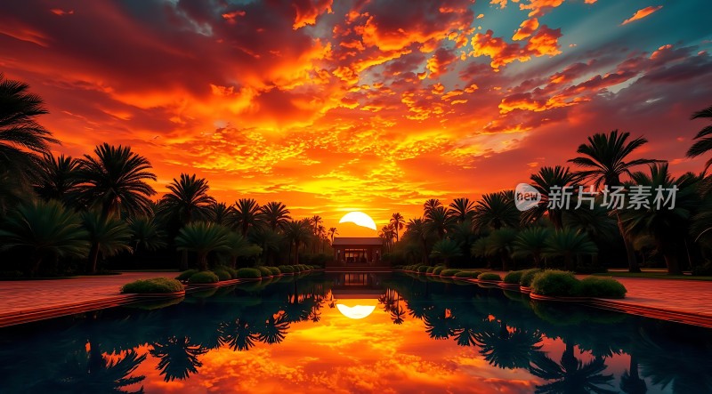 日落下的热带风情