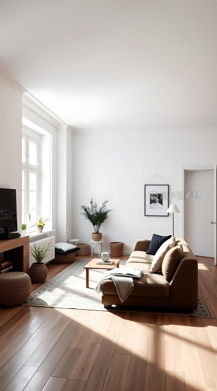 阳光洒满现代简约客厅温馨舒适生活空间