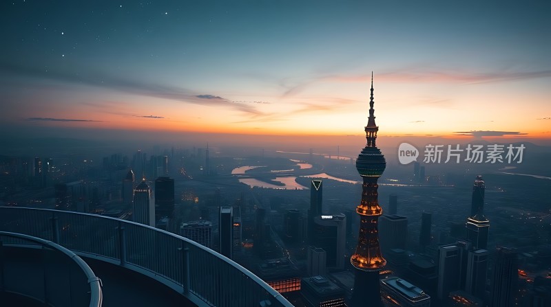 东方明珠与城市夜景