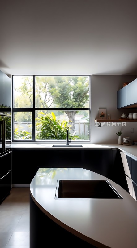 现代厨房设计自然光线充足简约风格