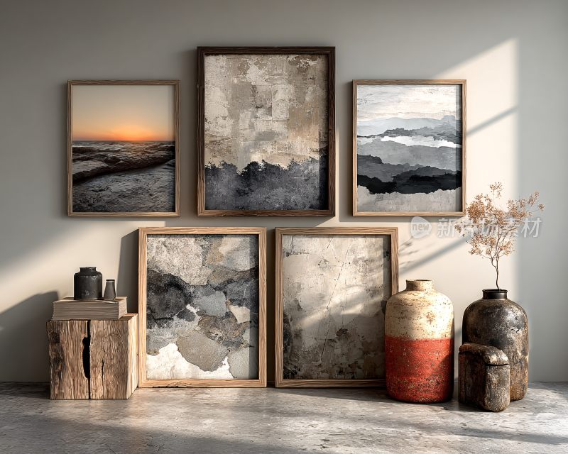 室内装饰画与摆件布置场景