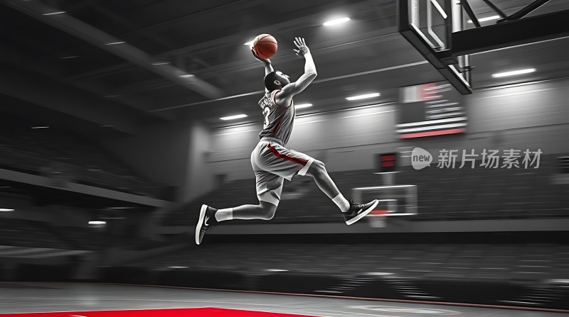 篮球运动员空中跃起投篮