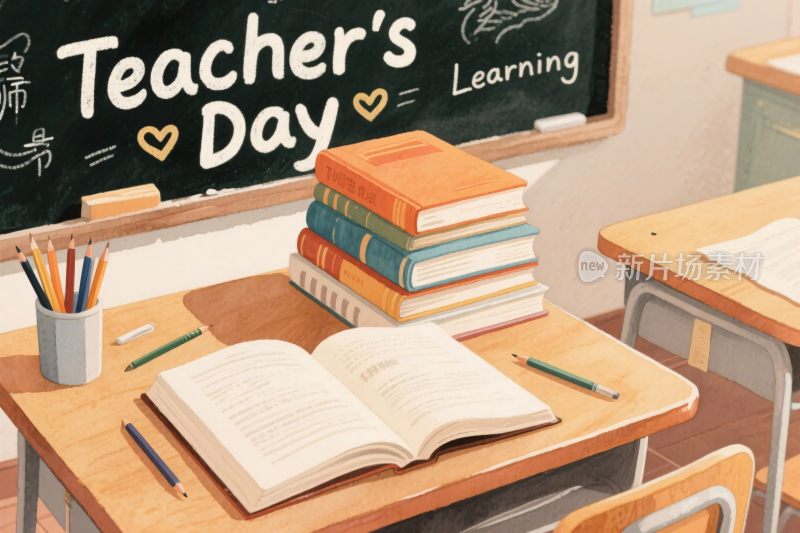 教师节主题教室插画