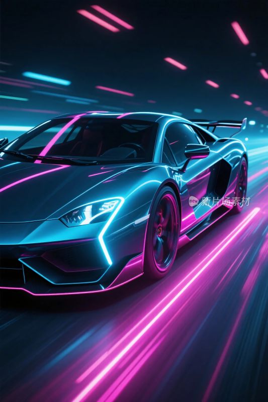 霓虹未来跑车插画
