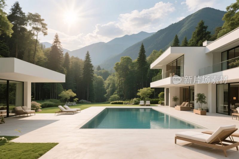 现代别墅泳池景观