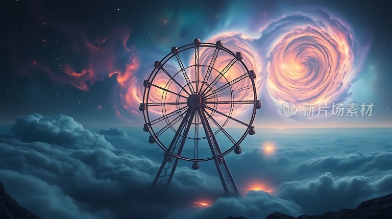 摩天轮与星云的梦幻之旅