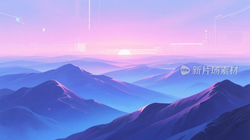 梦幻唯美的山间日出景象