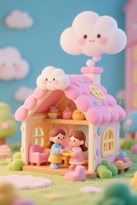 卡通童话小屋场景