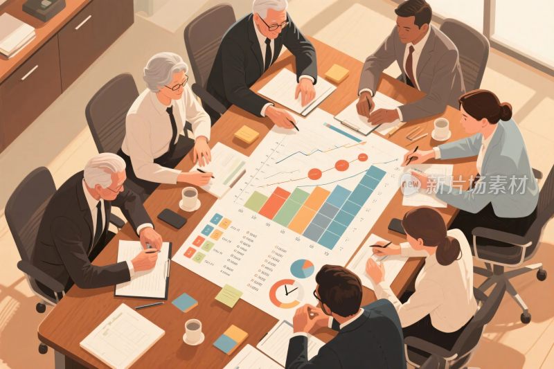 商务会议场景插画