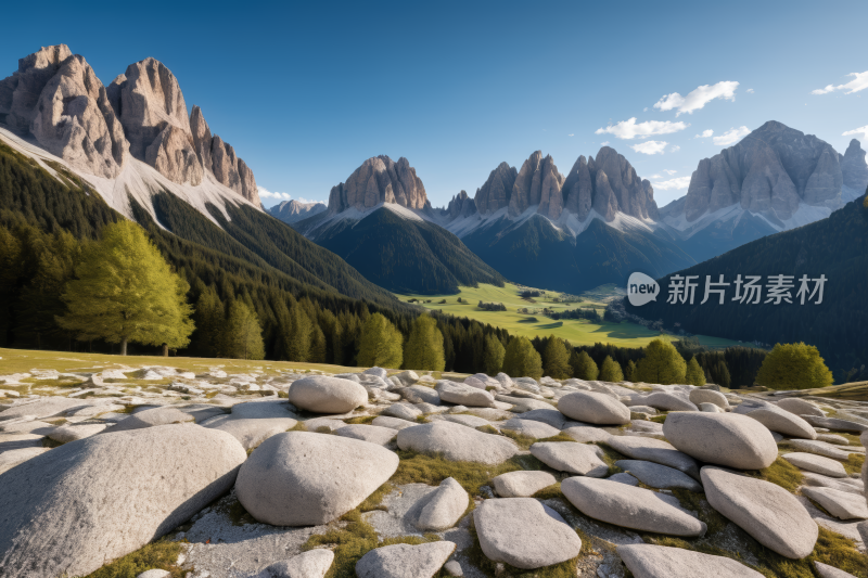 山脉岩石和树木风光风景图片