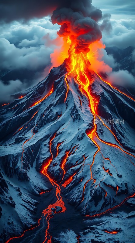 熔岩流淌的山峰