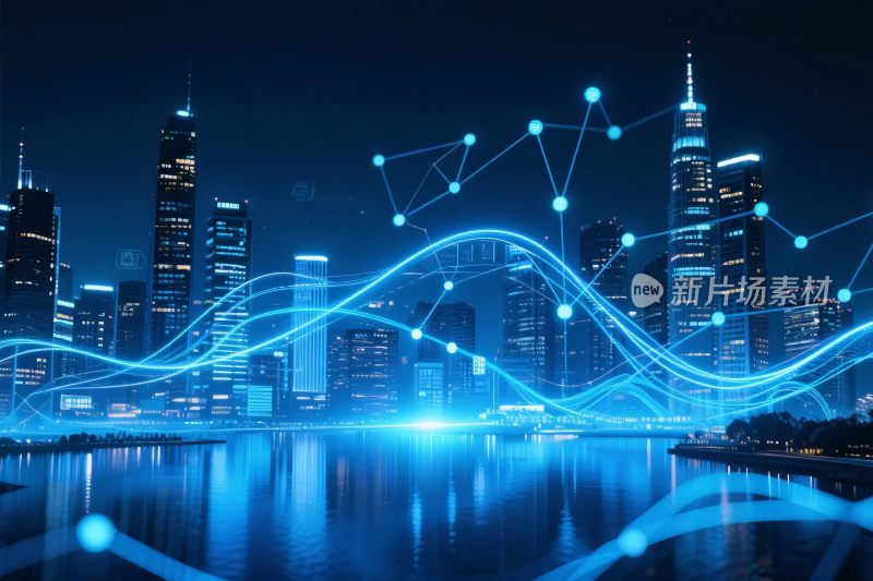 科技都市数字网络夜景