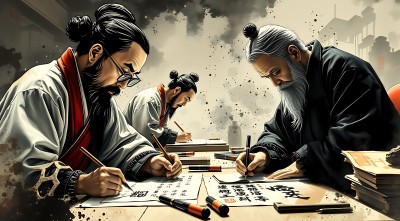 古风书法创作场景