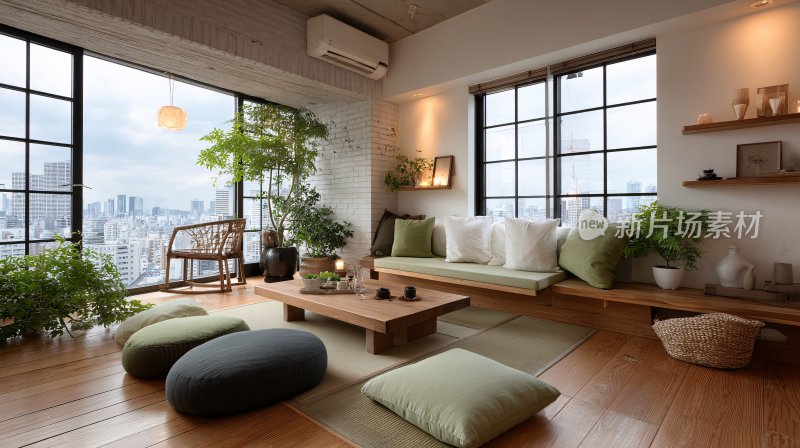 日式风格温馨客厅室内场景