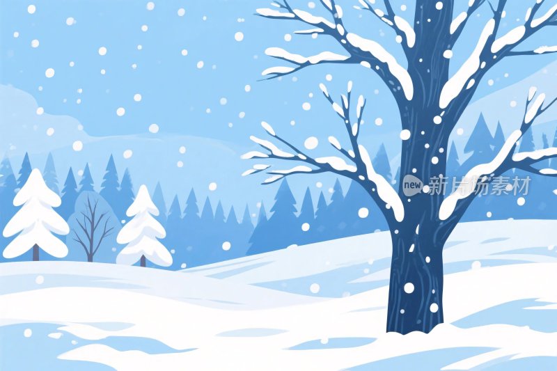 冬季雪景插画