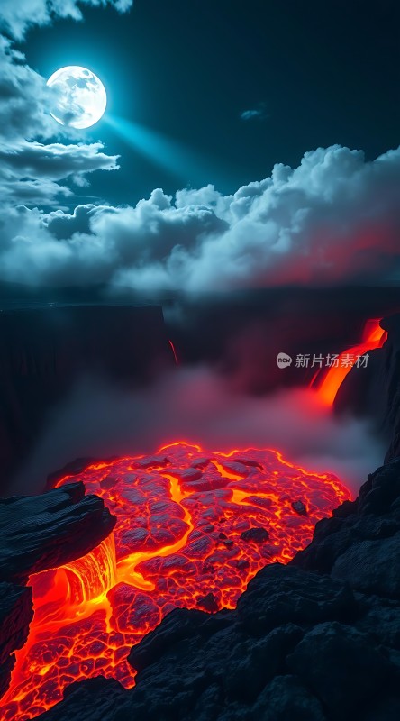 月下熔岩奇景