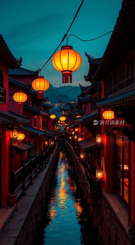 古巷红灯笼映水乡