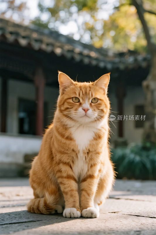 橘猫古风场景摄影
