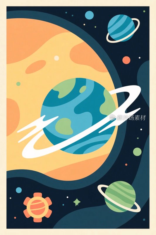 卡通宇宙天体插画