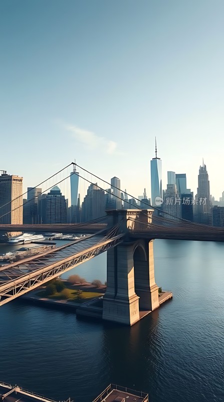 布鲁克林大桥与纽约天际线