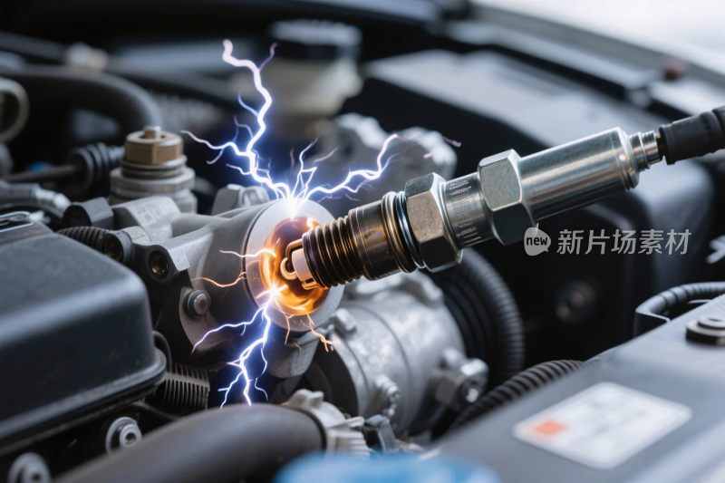 汽车发动机电火花特写