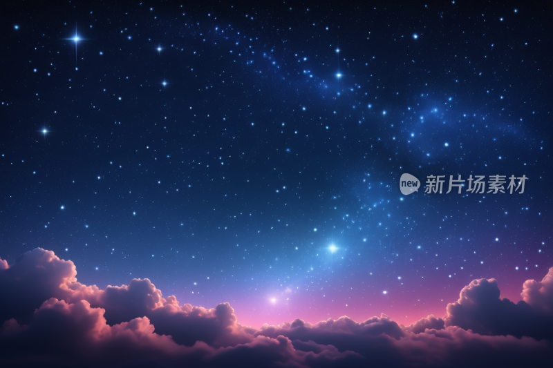 星空夜空云彩和星星高清背景图片