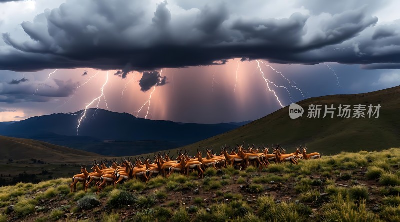 草原上的闪电奇观