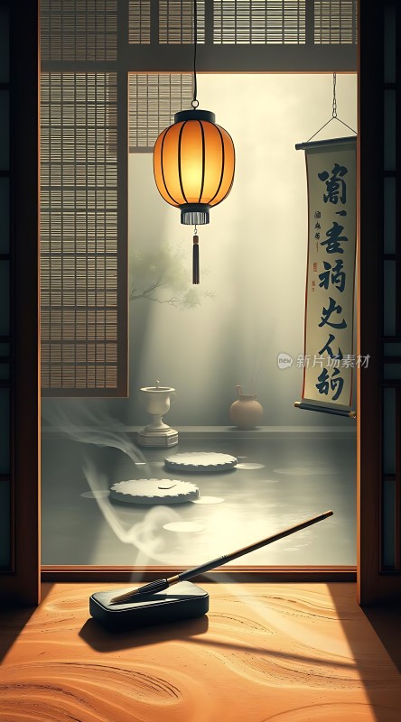 古风书法创作场景