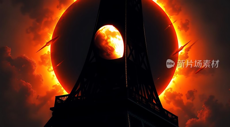 巴黎铁塔与日食奇观