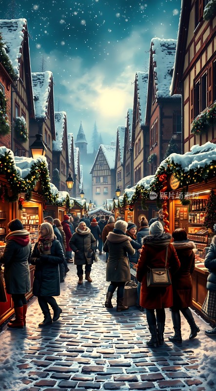 冬日集市温馨圣诞夜