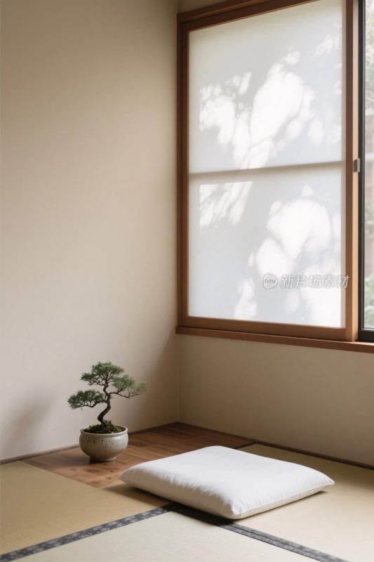 窗边榻榻米角落静谧场景