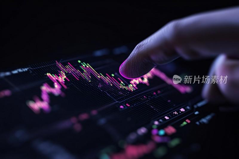 手指触摸金融数据图表画面